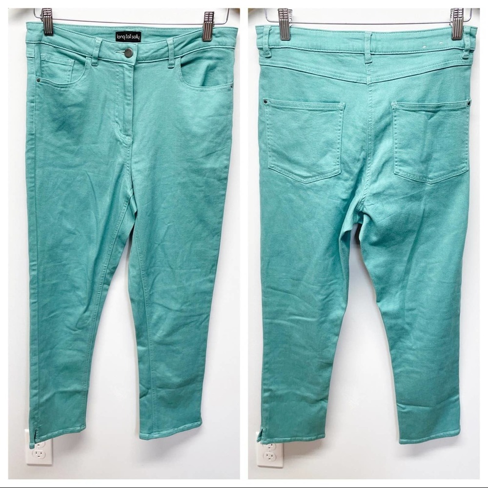 Long Tall Sally Jeans Cropped Turquoise Size 8
